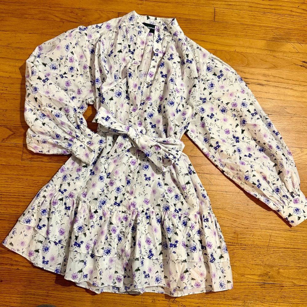 The Kooples Floral Print Cotton Silk Shirt Dress - Picture 4 of 7
